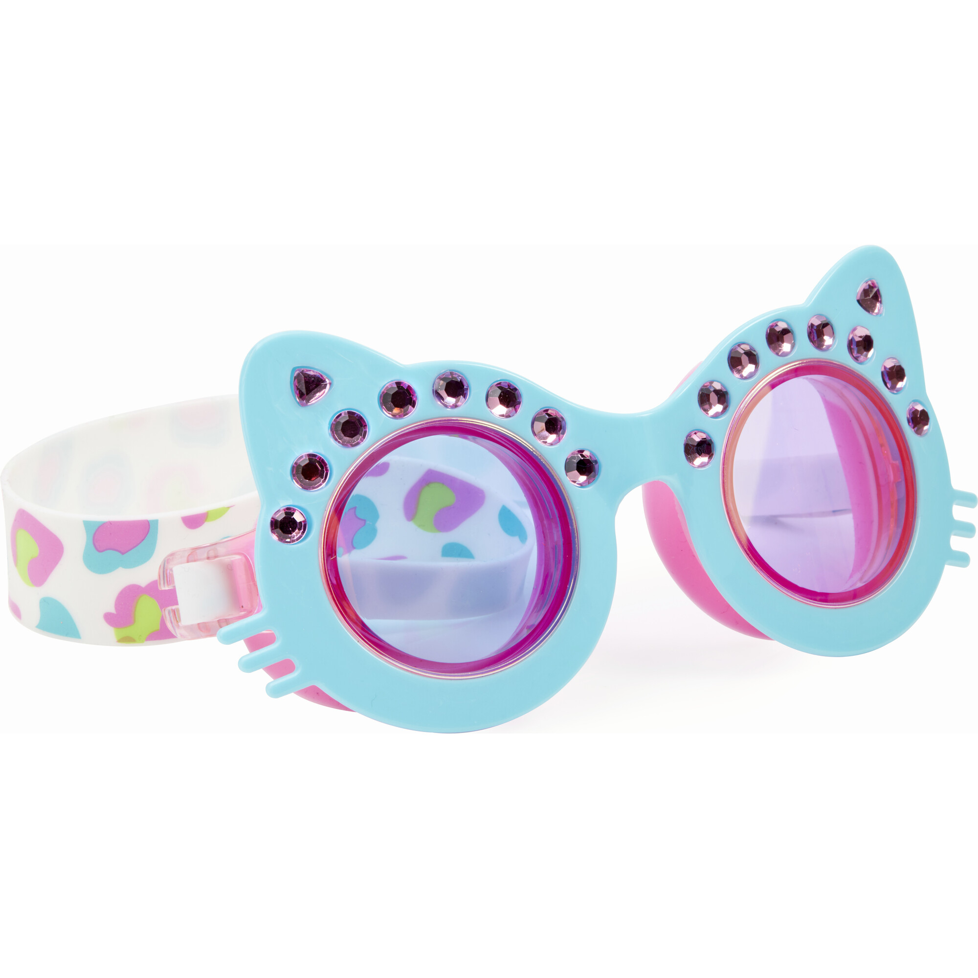 Anti Fog Non Slip and UV Protection Cat Shaped Swimming Goggles for Kids by Bling2O Purrfect Pink Colored Fun Water Accessory Includes Hard Case No Leak