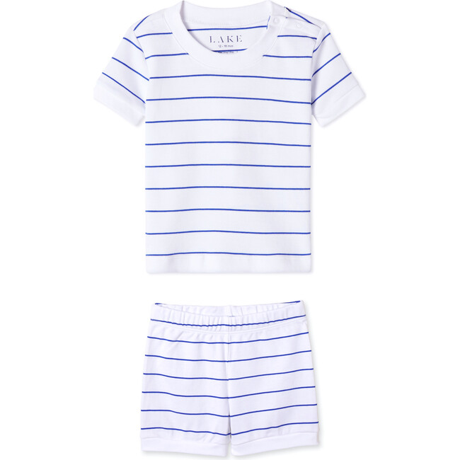 Pima Baby Shorts Set, Cobalt - Pajamas - 1