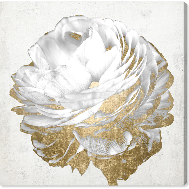 Gold and Light Floral, White - Art - 1