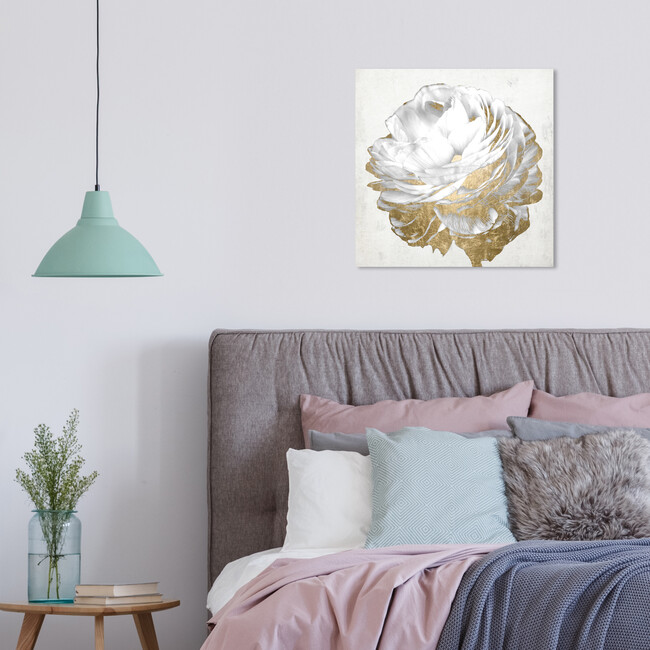 Gold and Light Floral, White - Art - 4