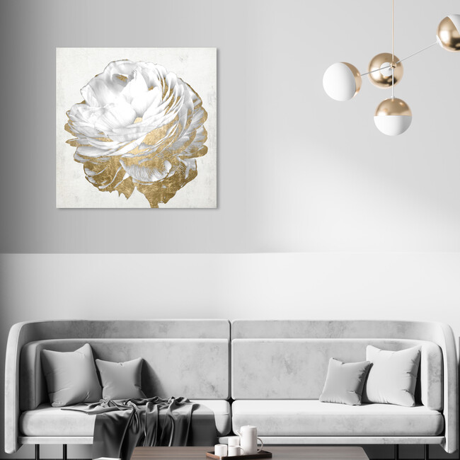Gold and Light Floral, White - Art - 6