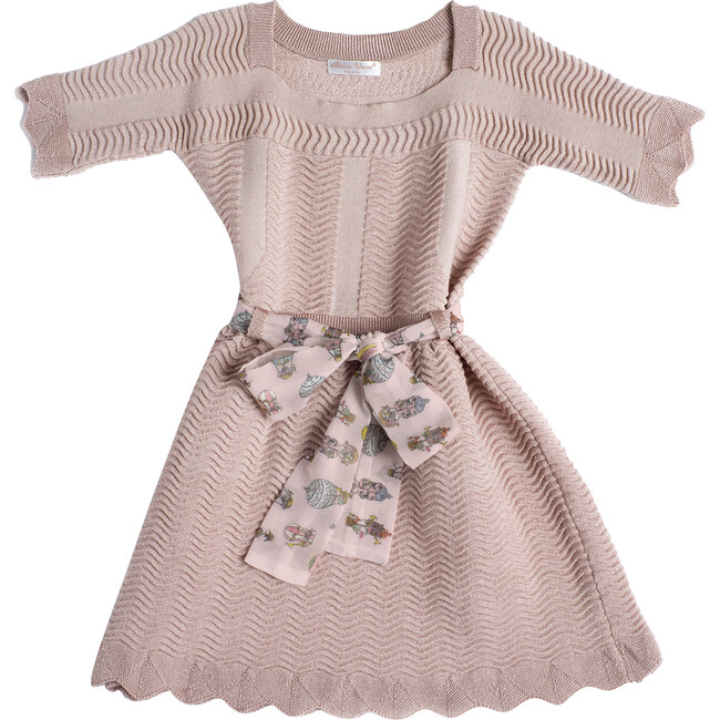 Knitted Sash Dress, Light Pink