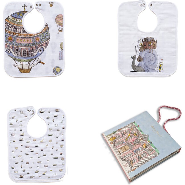 Toddler Bib Trio Set, Ménagerie +  Hot Air Balloons +  Snail Riding - Bibs - 1