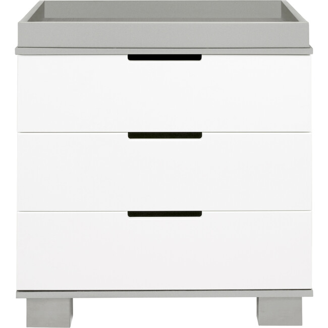 Modo 3-Drawer Changer Dresser with Removable Changing Tray, White/Grey