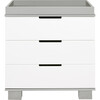 Modo 3-Drawer Changer Dresser with Removable Changing Tray, White/Grey - Dressers - 1 - thumbnail