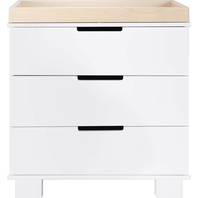 Modo 3-Drawer Changer Dresser with Removable Changing Tray, White/Washed Natural - Dressers - 1