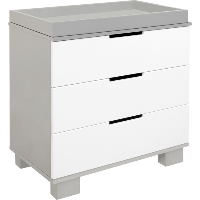 Modo 3-Drawer Changer Dresser with Removable Changing Tray, White/Grey - Dressers - 4