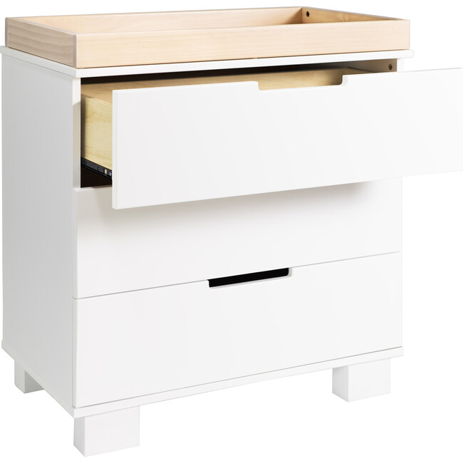 Modo 3-Drawer Changer Dresser with Removable Changing Tray, White/Washed Natural - Dressers - 3