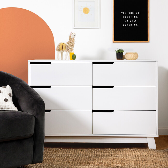Hudson 6-Drawer Assembled Double Dresser, White