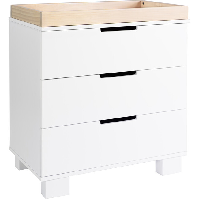 Modo 3-Drawer Changer Dresser with Removable Changing Tray, White/Washed Natural - Dressers - 9
