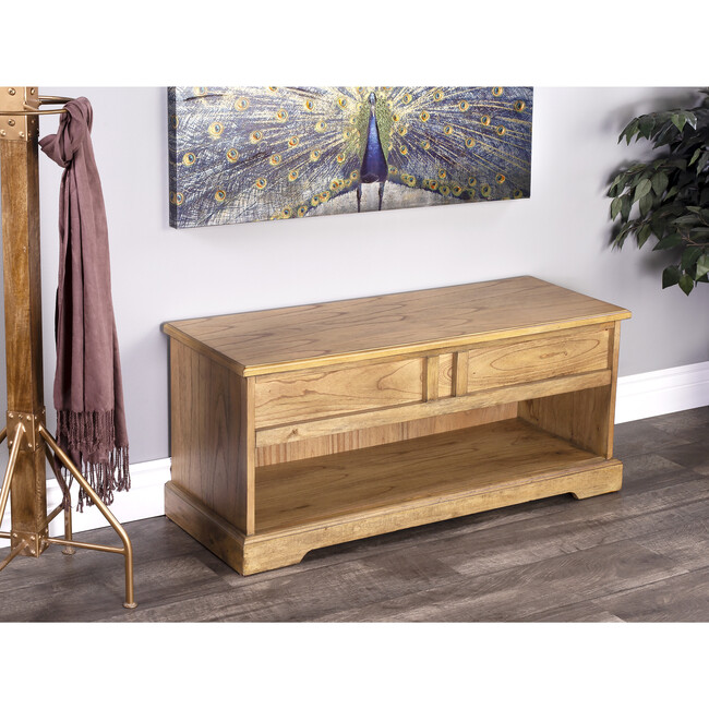 Efrem Wood Storage Bench, Natural - Accent Seating - 2