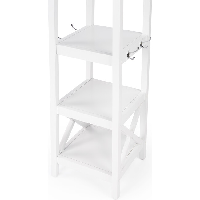 Fenya Coat Rack with Shelves, White - Storage - 3