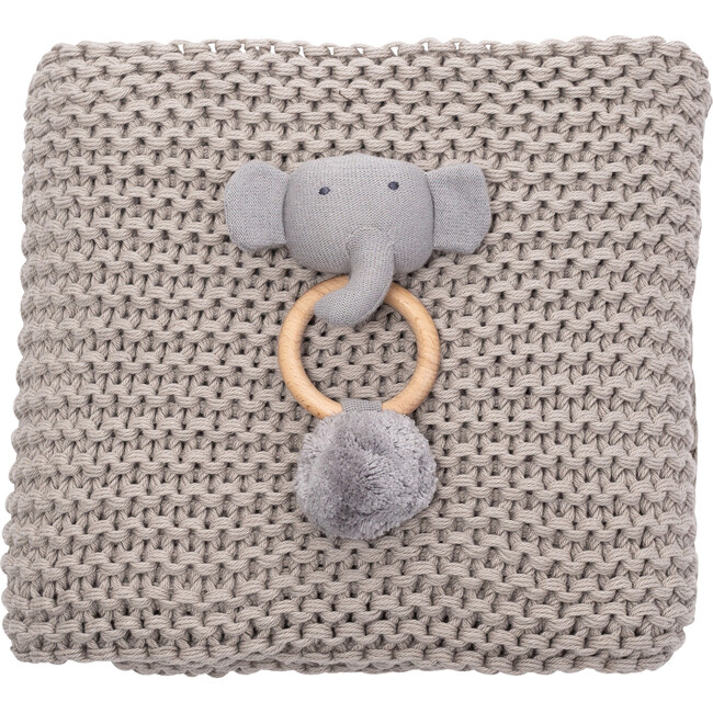 Organic Cotton Comfy Knit Baby Gift Set, Gray - Blankets - 1
