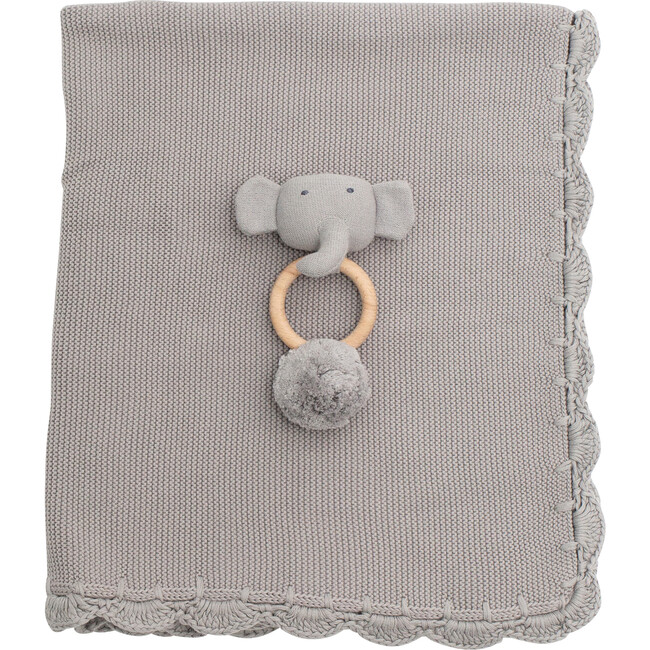 Organic Cotton Heirloom Baby Gift Set, Gray - Blankets - 1
