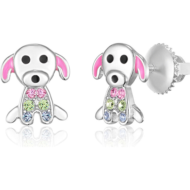 Puppy Enamel Screwback Earrings