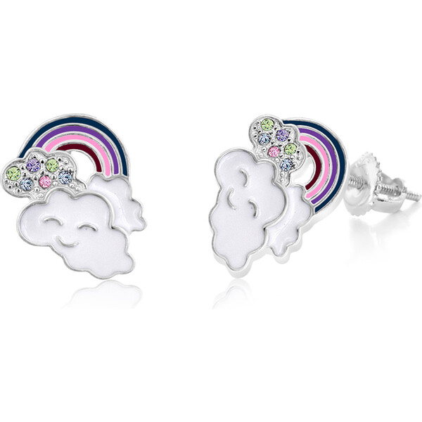 Rainbow Enamel Screwback Earrings Chanteur Jewelry