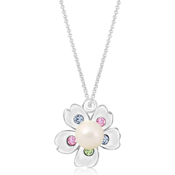 Flower with Pearl Pendant Necklace Chanteur Jewelry