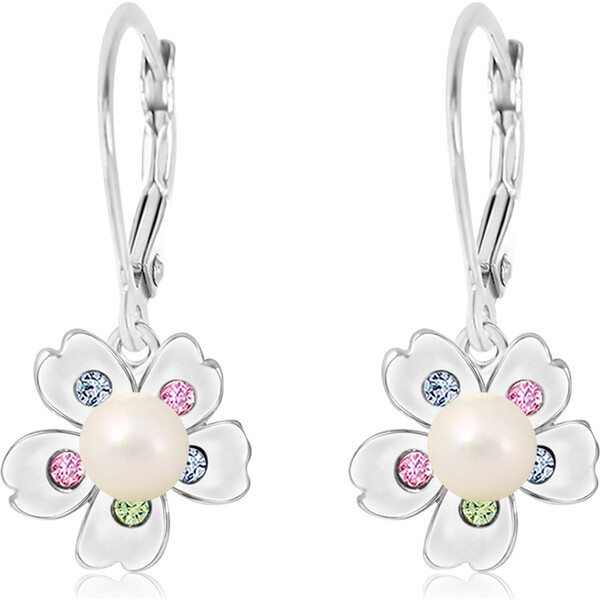 Flower with Pearl Screwback Earrings Chanteur Jewelry