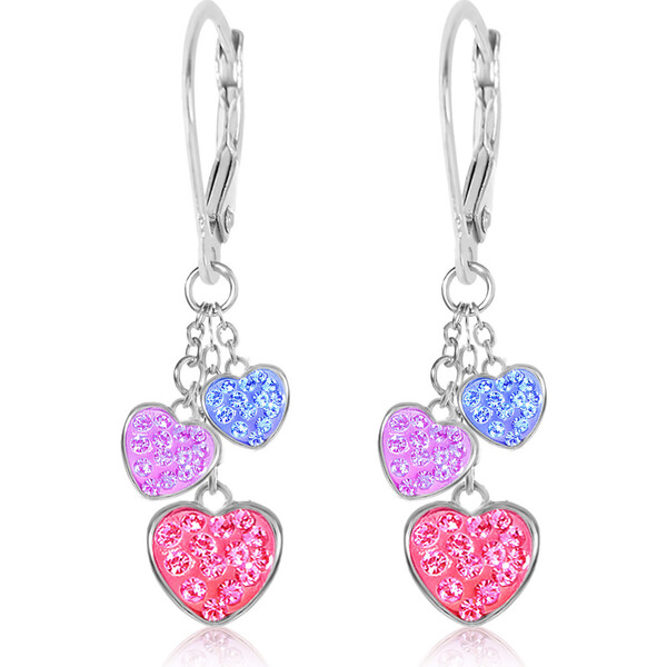 3 Heart Leverback Earrings, Multi Chanteur Jewelry