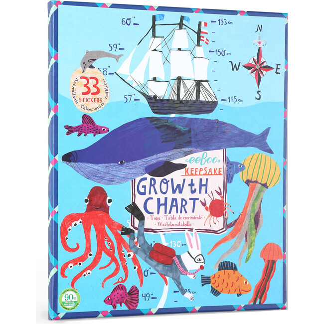 Big Blue Whale Growth Chart - Wall Décor - 1