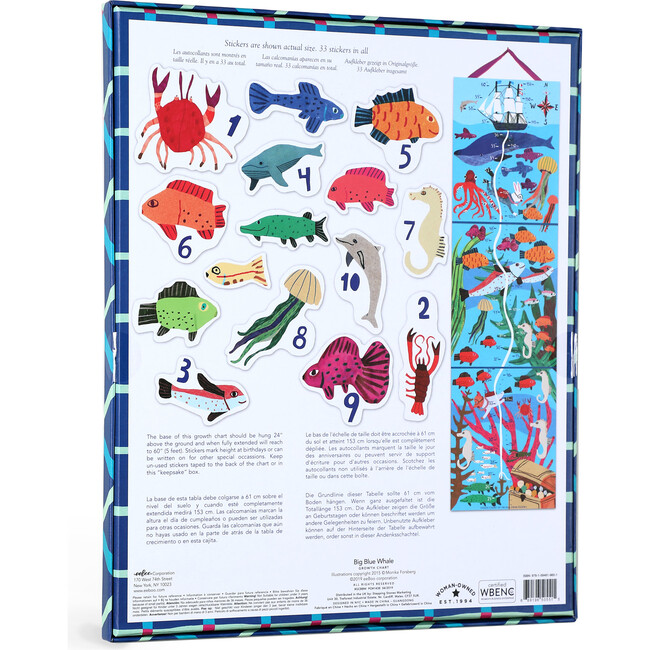 Big Blue Whale Growth Chart - Wall Décor - 5