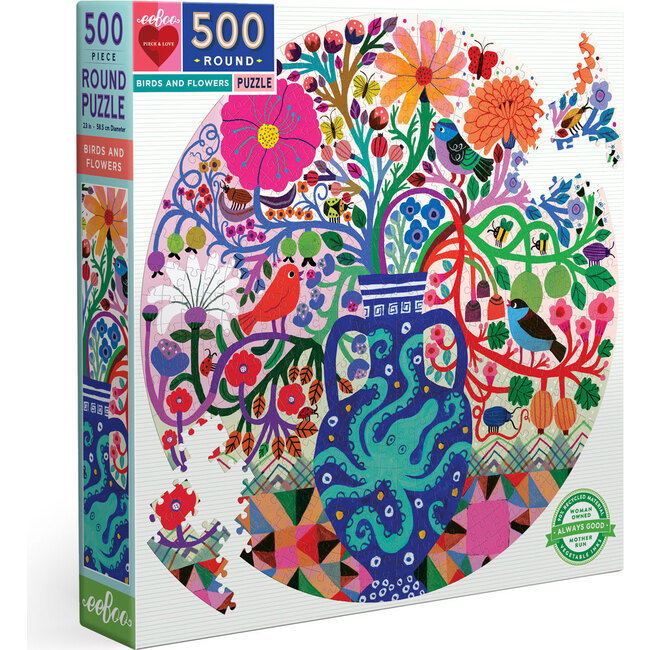 Birds & Flowers 500 Piece Round Puzzle - Puzzles - 1