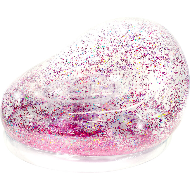 Inflatable Glitter Chair, Pink Holographic Glitter