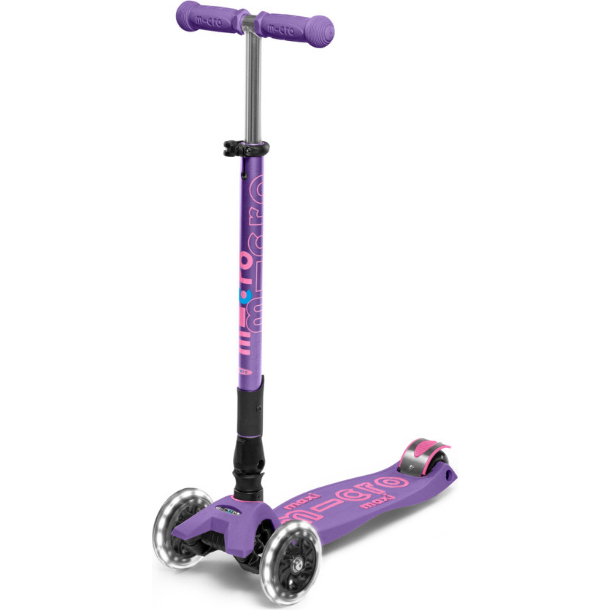Maxi Deluxe Foldable LED Kids Scooter, Purple - Scooters - 1