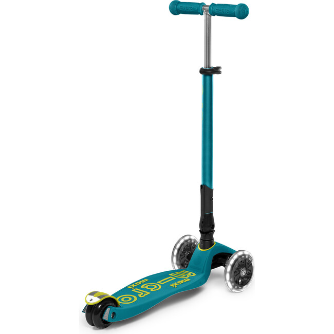 Maxi Deluxe Foldable LED Kids Scooter, Petrol Green - Scooters - 1