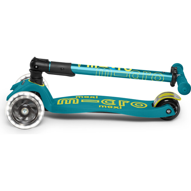 Maxi Deluxe Foldable LED Kids Scooter, Petrol Green - Scooters - 3
