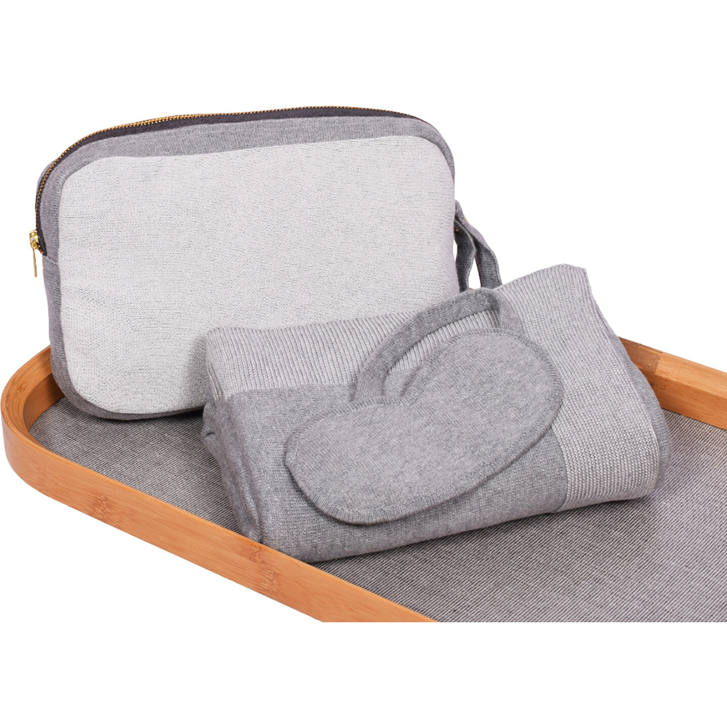 Reversible Solid Throw Set, Grey/Natural - Throws - 1
