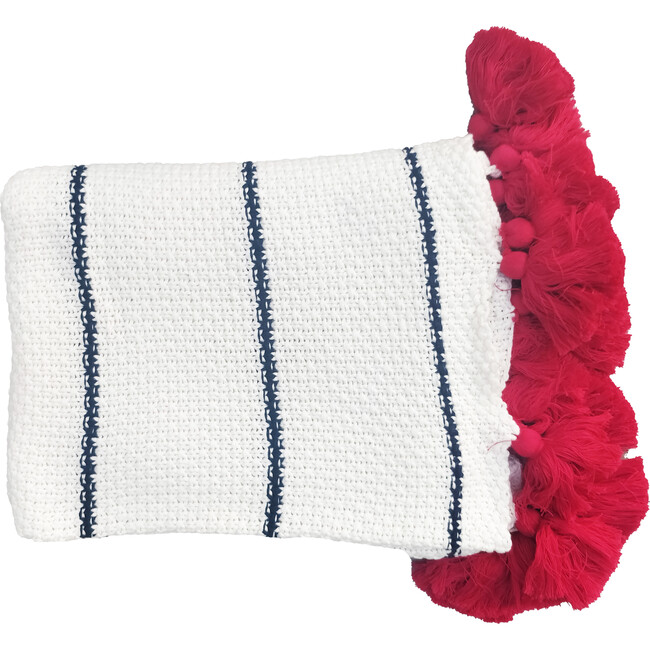 Dazzle Tassle Blanket, Cream/Red