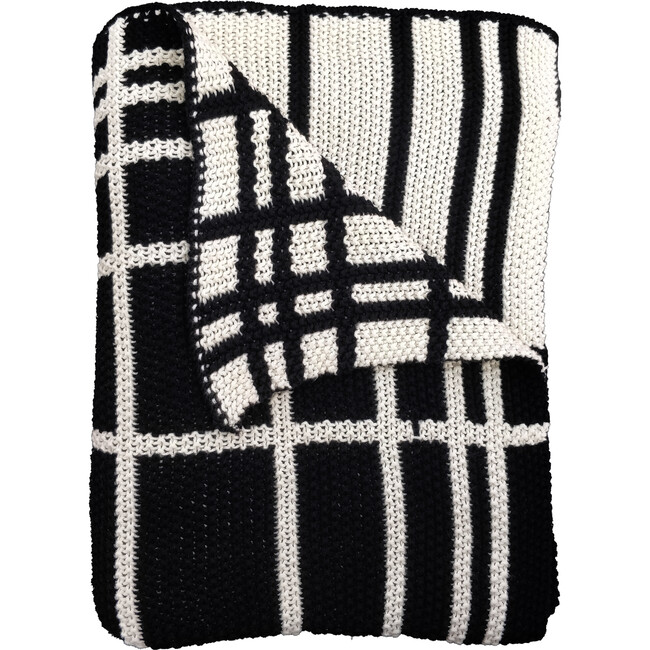 Grid Reversible Blanket, Black/Natural
