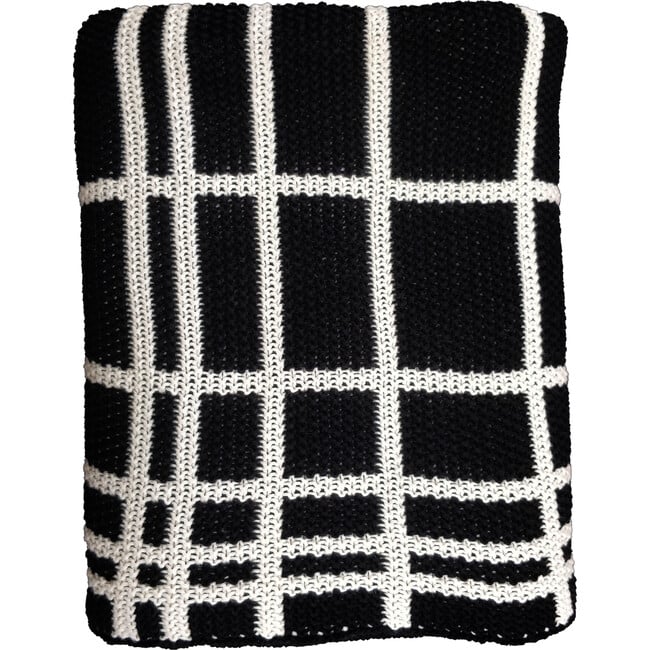 Grid Reversible Blanket, Black/Natural - Throws - 4