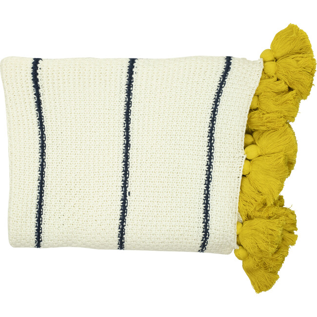 Dazzle Tassle Blanket, Cream/Yellow