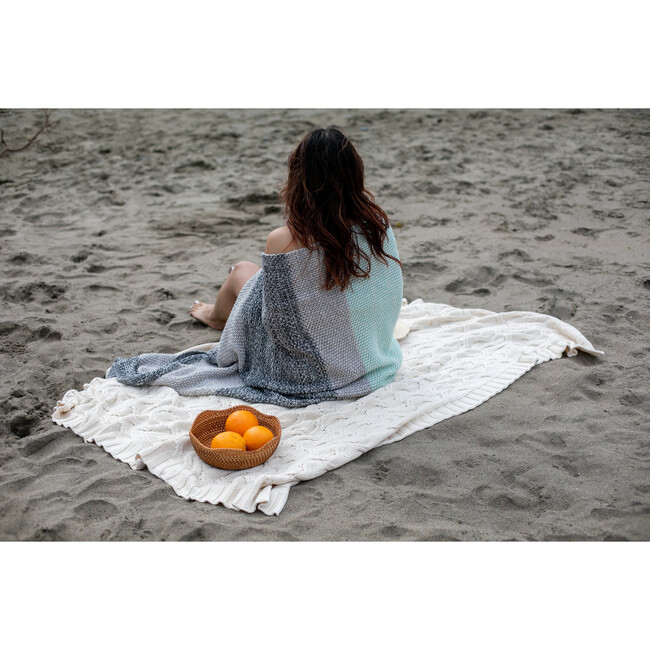 Vena Throw Blanket, Mint/Grey - Throws - 2