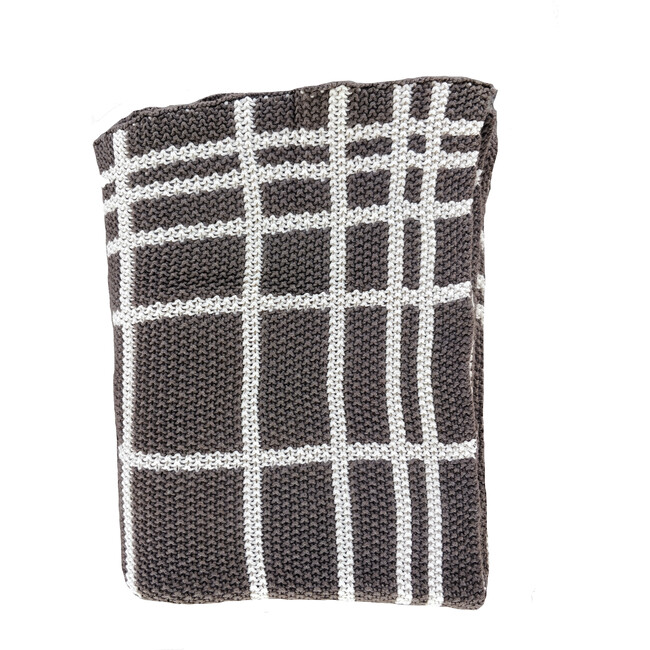 Grid Reversible Blanket, Dark Brown/Natural