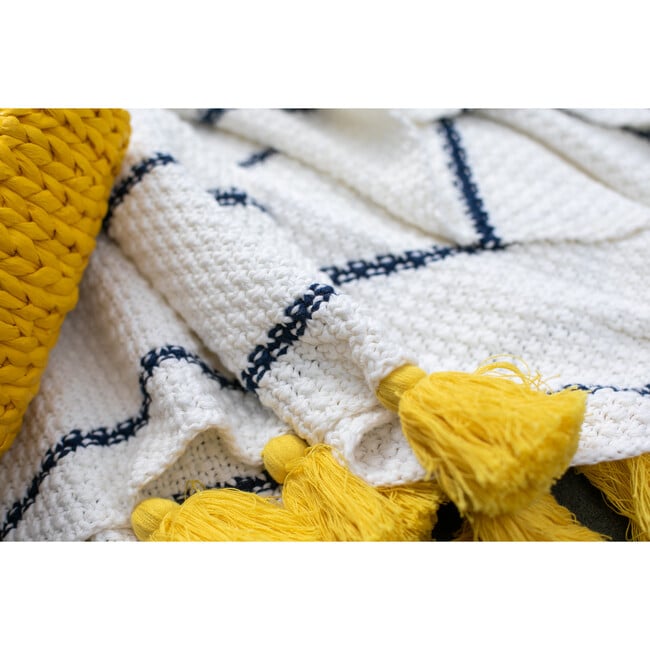 Dazzle Tassle Blanket, Cream/Yellow - Throws - 2