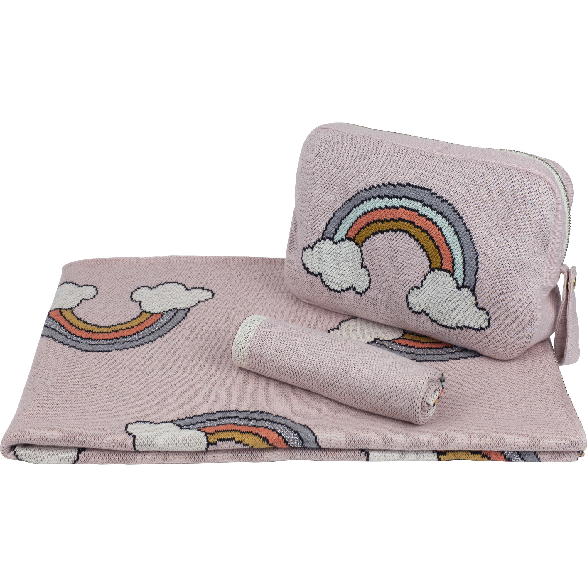 Rainbow Baby Blanket Set, Pink - Blankets - 1
