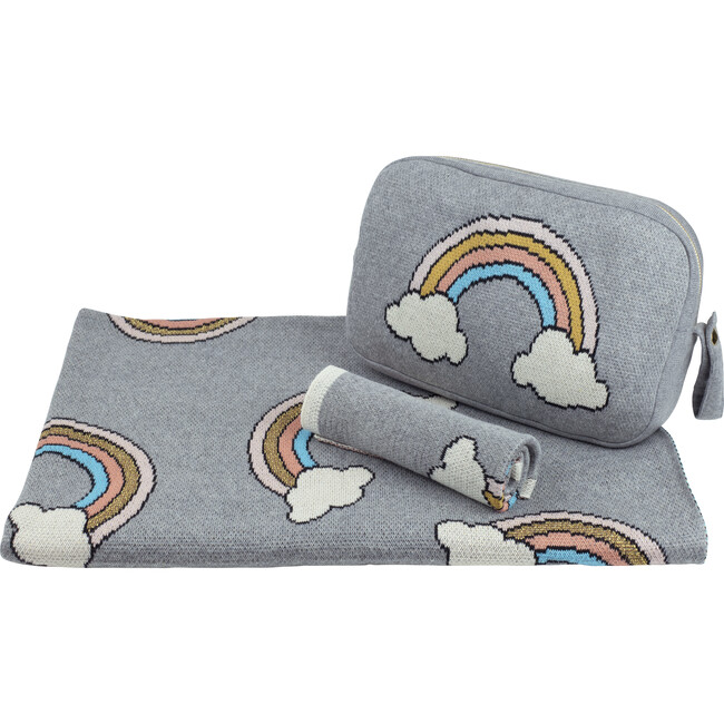 Rainbow Baby Blanket Set, Grey