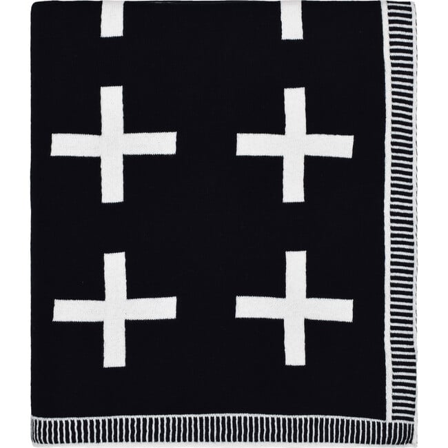 Daza Cross Blanket, Black/White - Throws - 3