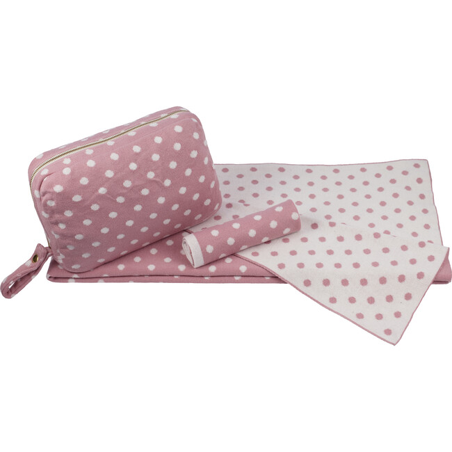Polka Dots Reversible Baby Blanket Set, Pink/Ivory - Blankets - 2