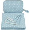 Polka Dots Reversible Baby Blanket Set, Blue/Ivory - Blankets - 4