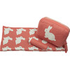 Bunny Love Reversible Baby Blanket Set, Crimson - Blankets - 1 - thumbnail