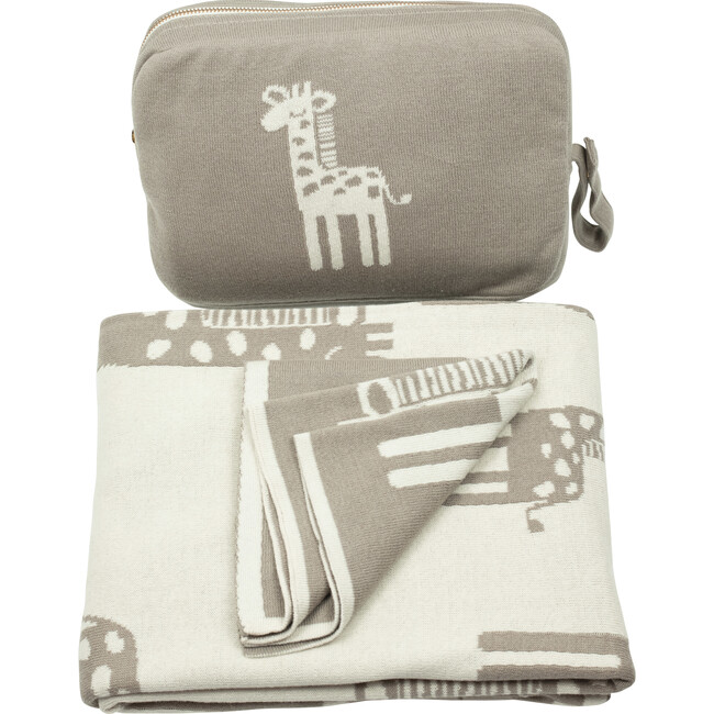 Giraffe Reversible Baby Blanket Set, Neutral