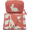 Bunny Love Reversible Baby Blanket Set, Crimson - Blankets - 2