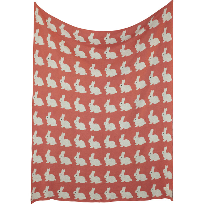 Bunny Love Reversible Baby Blanket Set, Crimson - Blankets - 3