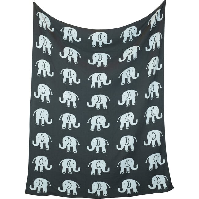 Elephant Love Baby Blanket Set, Blue/Grey - Blankets - 4