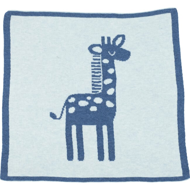 Giraffe Reversible Baby Blanket Set, Marine/Sky Blue - Blankets - 4