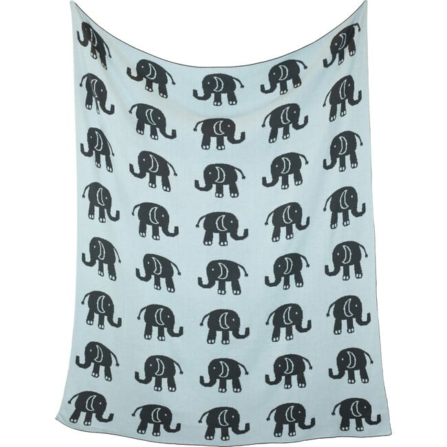 Elephant Love Baby Blanket Set, Blue/Grey - Blankets - 5